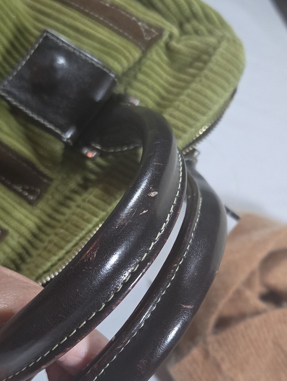 Matt & Nat Olive Green Corduroy Tote with Dark Brown Accents - Picture 8 of 8